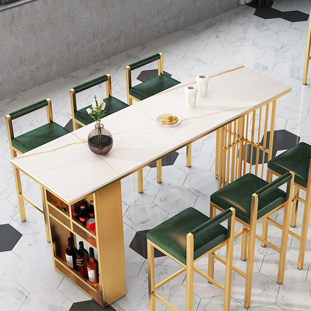 Industrial Rectangle Bar Height Table Double Pedestal Bar Table with Storage