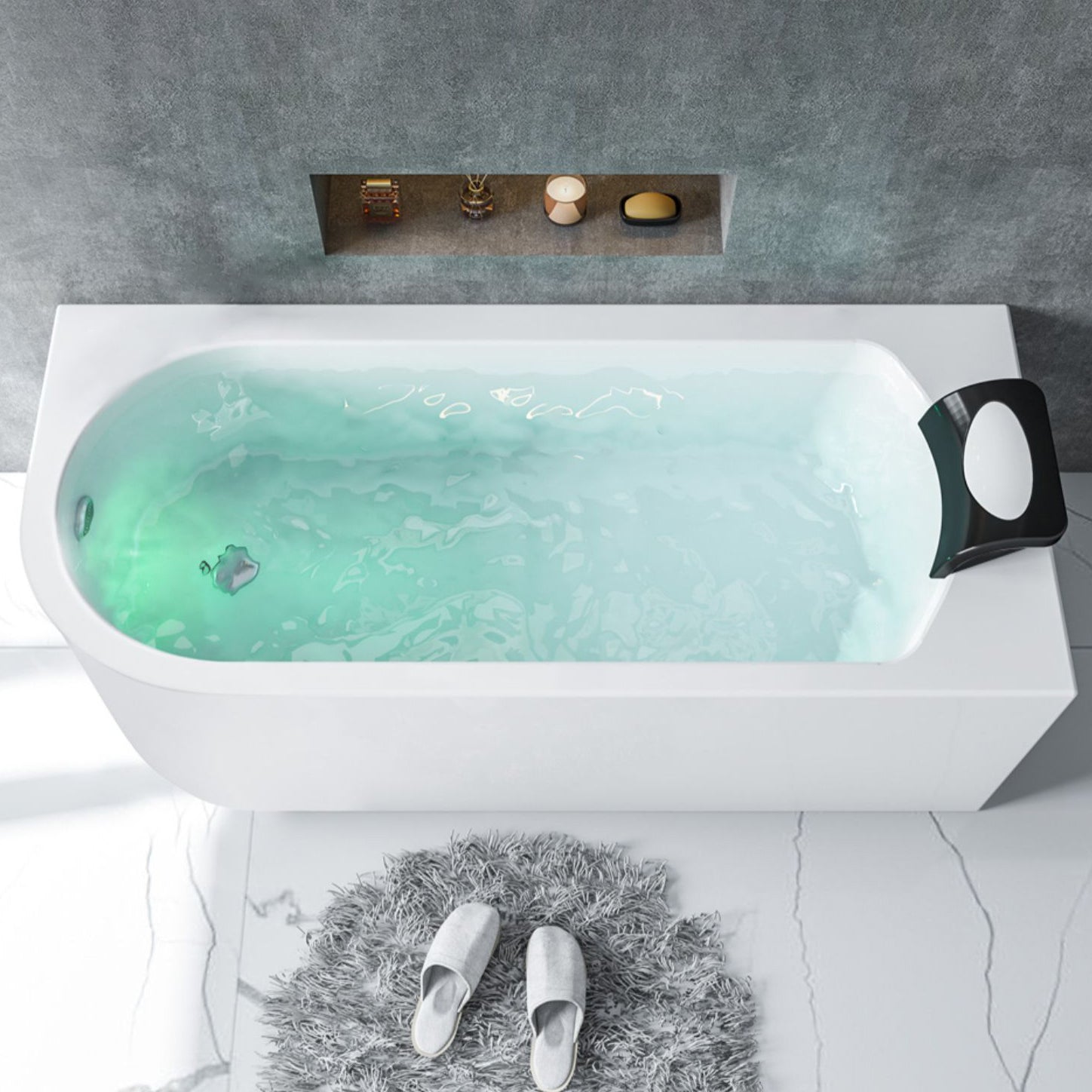 Acrylic Soaking Bathtub Antique Finish Rectangular Back to Wall Bath Tub