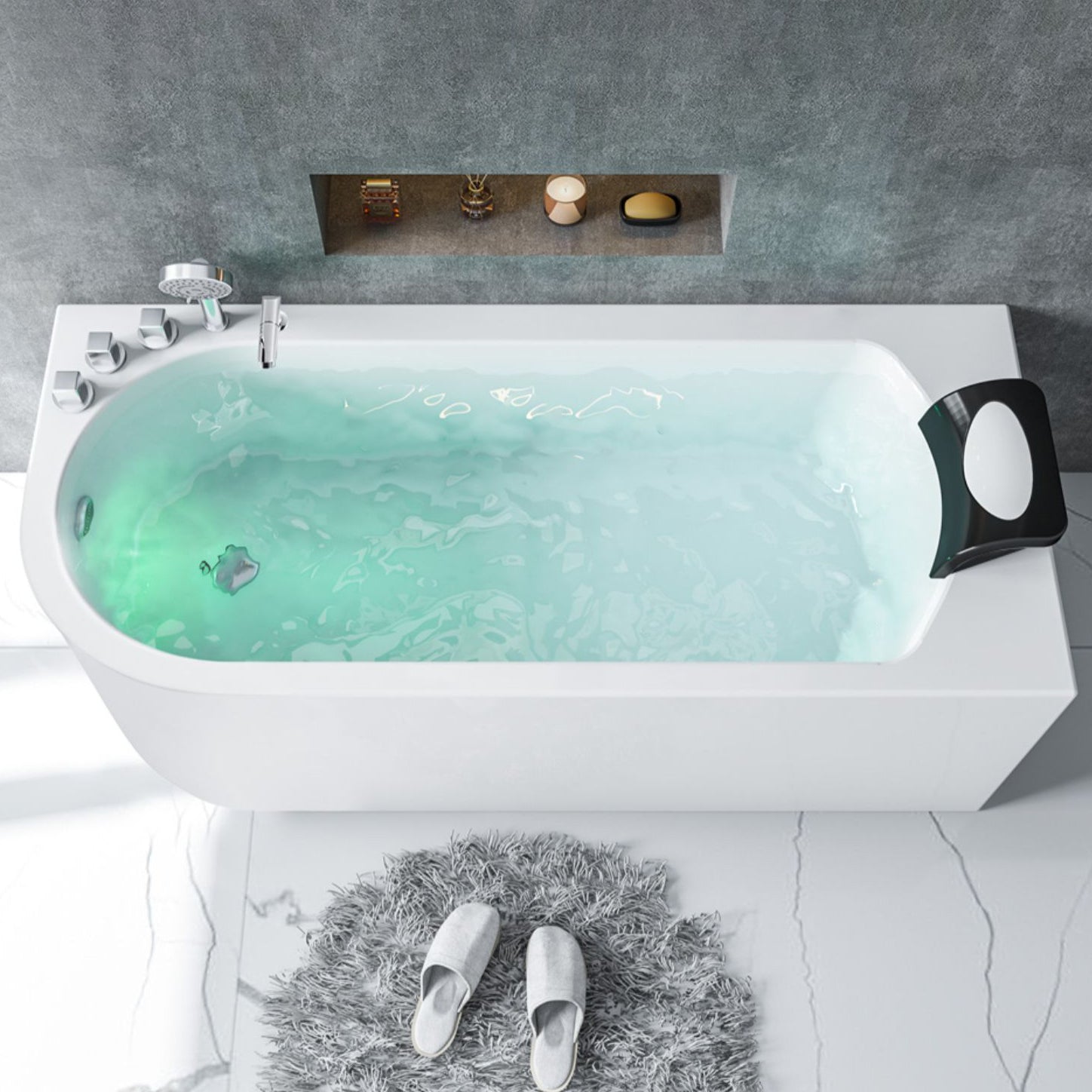 Acrylic Soaking Bathtub Antique Finish Rectangular Back to Wall Bath Tub