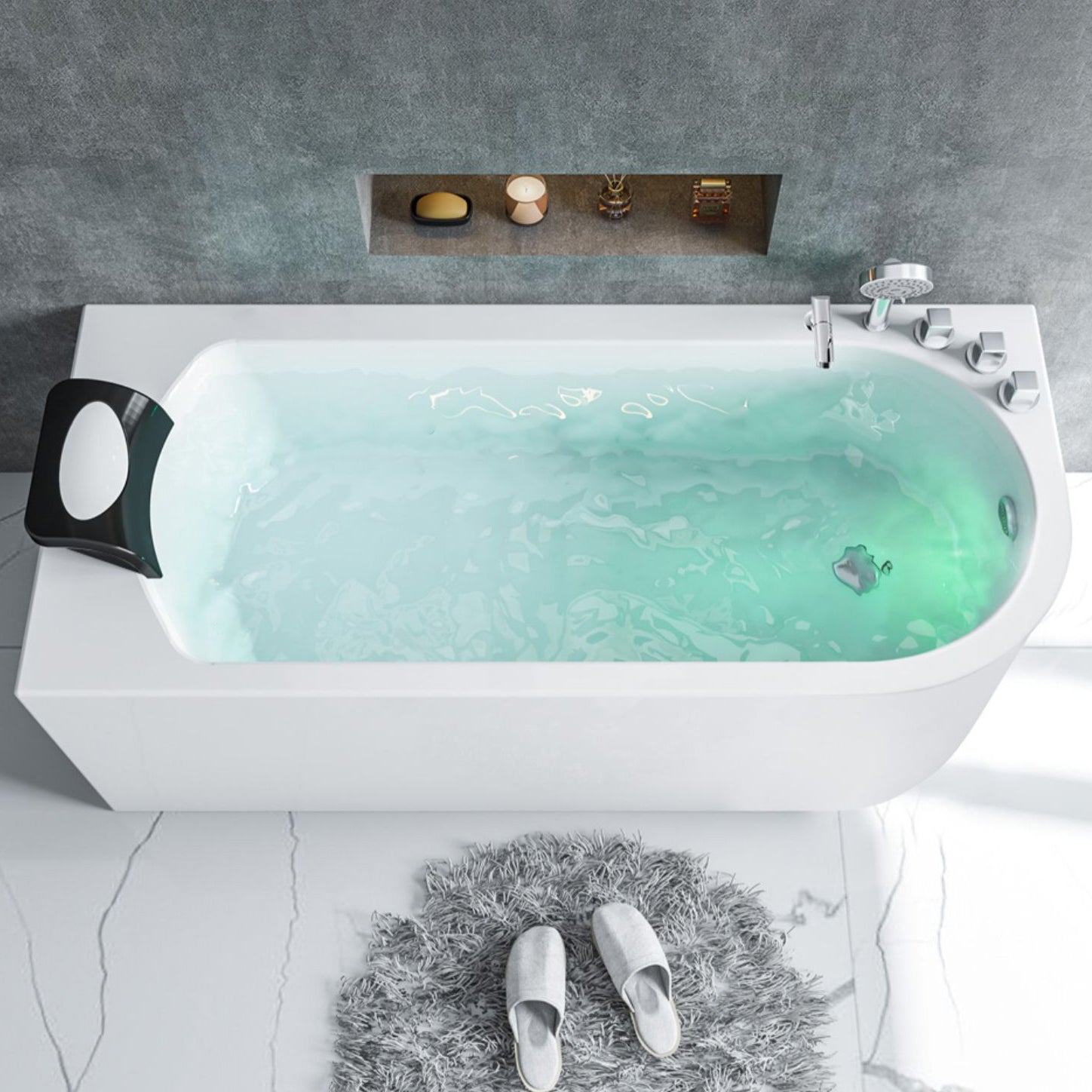 Acrylic Soaking Bathtub Antique Finish Rectangular Back to Wall Bath Tub
