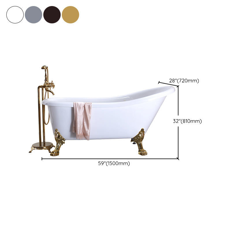 Acrylic Soaking Bathtub Antique Finish Oval Freestanding Bath Tub (Faucet not Included)