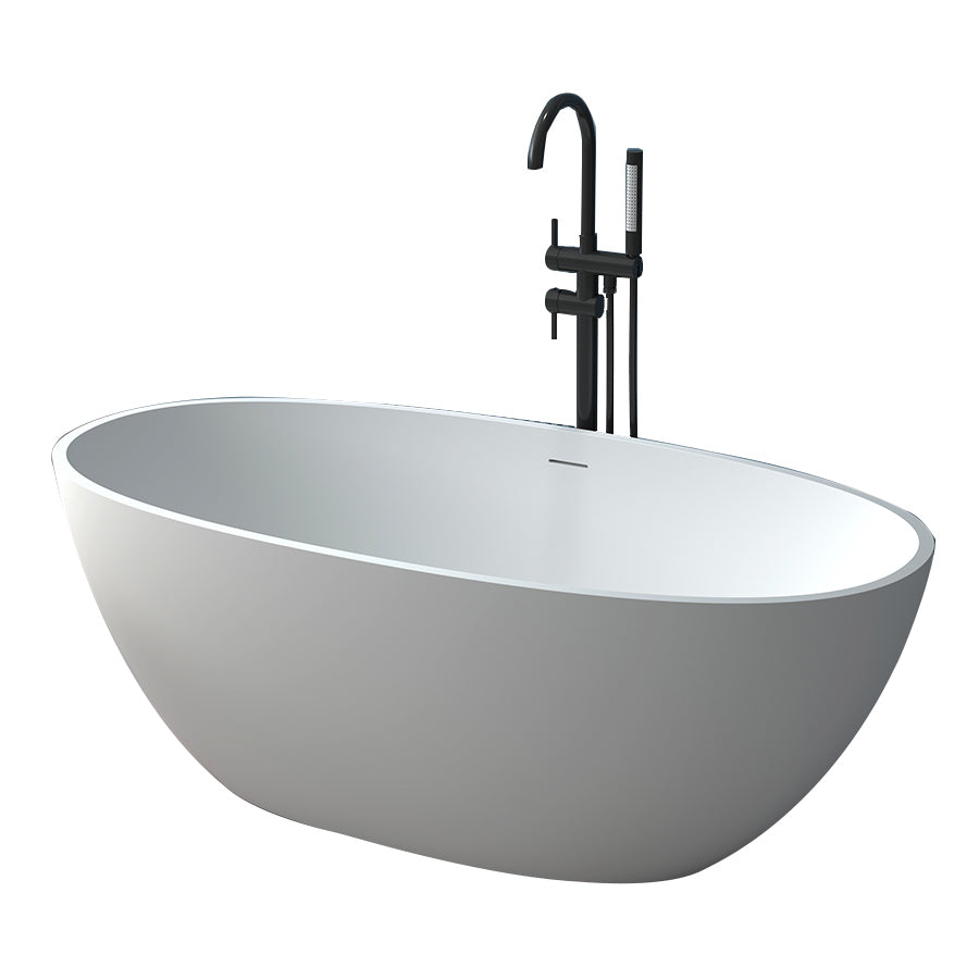 Stone Soaking Bath Antique Finish Oval Back to Wall Bath Tub