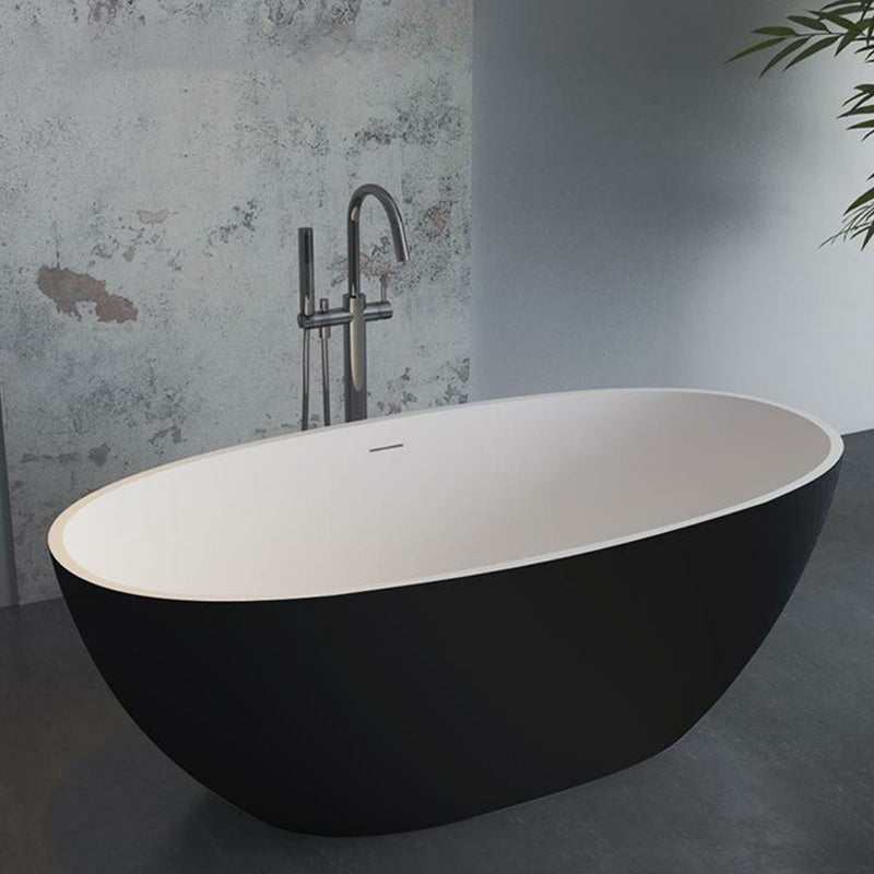 Stone Soaking Bath Antique Finish Oval Back to Wall Bath Tub