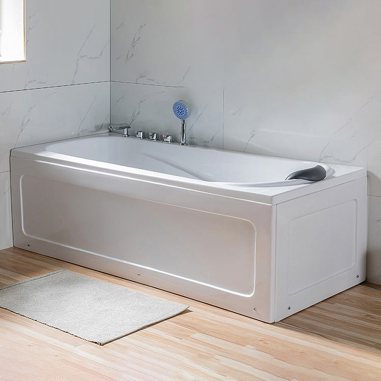 Back to Wall Rectangular Bath Freestanding Acrylic Soaking White Bathtub