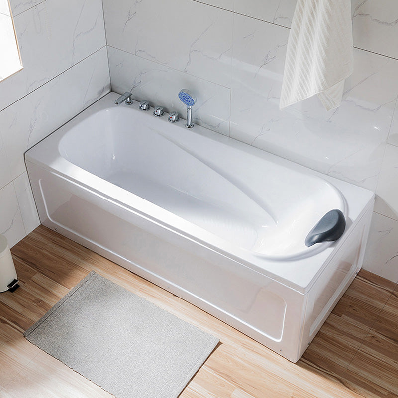 Back to Wall Rectangular Bath Freestanding Acrylic Soaking White Bathtub