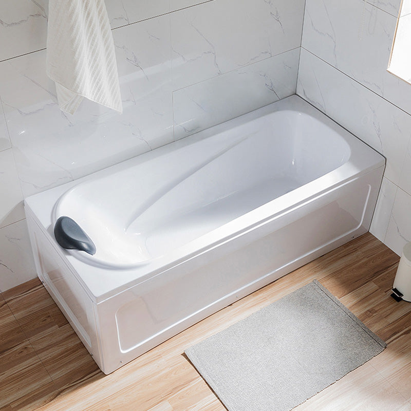 Back to Wall Rectangular Bath Freestanding Acrylic Soaking White Bathtub
