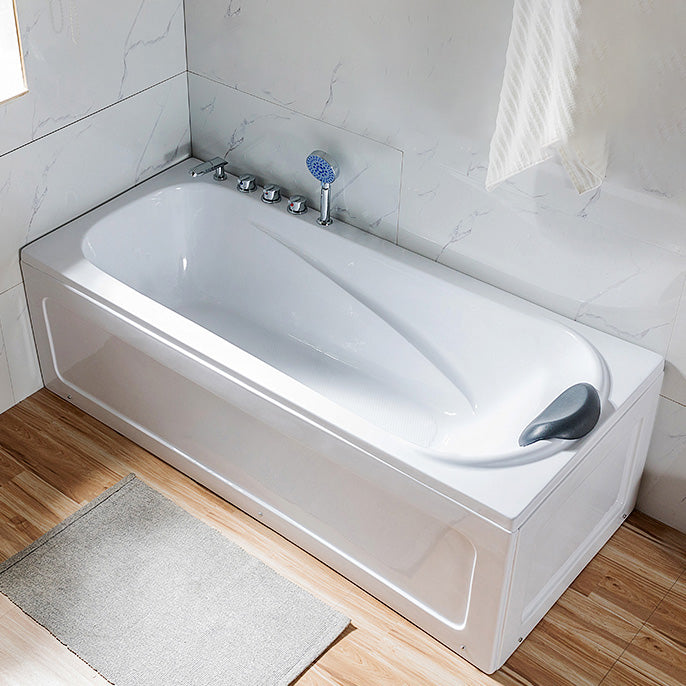 Back to Wall Rectangular Bath Freestanding Acrylic Soaking White Bathtub