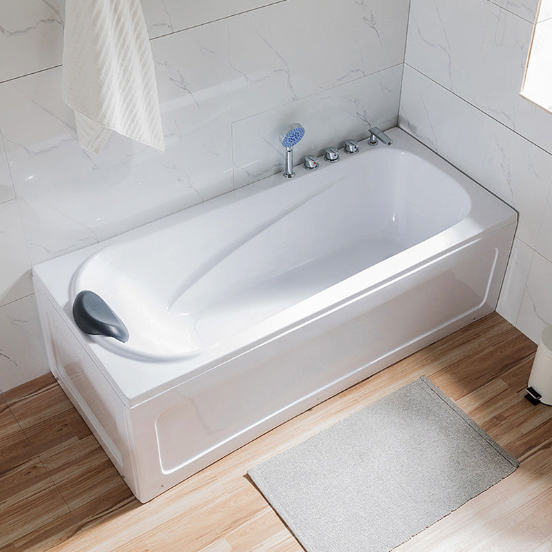 Back to Wall Rectangular Bath Freestanding Acrylic Soaking White Bathtub