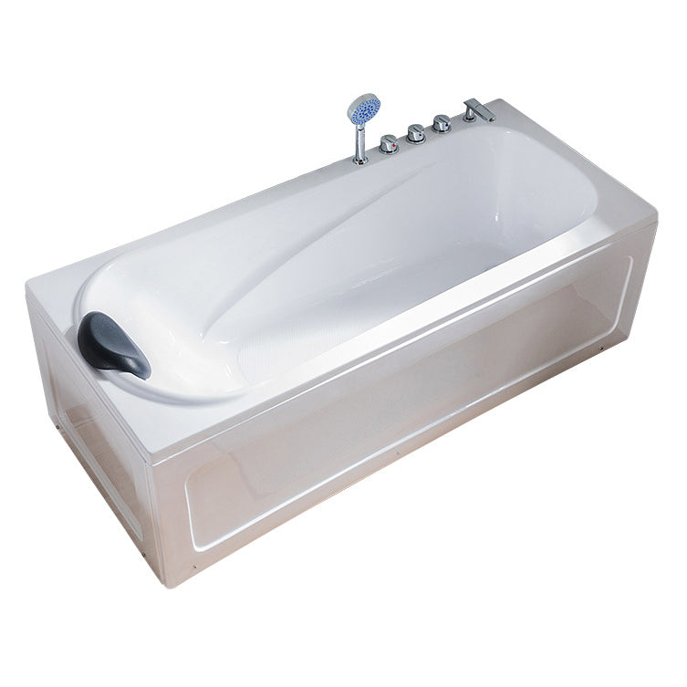 Back to Wall Rectangular Bath Freestanding Acrylic Soaking White Bathtub