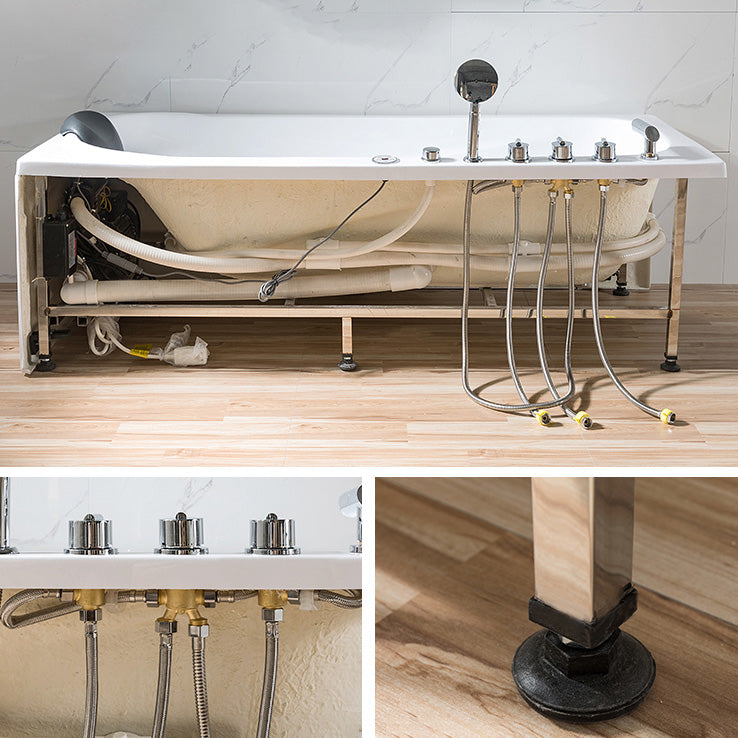 Back to Wall Rectangular Bath Freestanding Acrylic Soaking White Bathtub