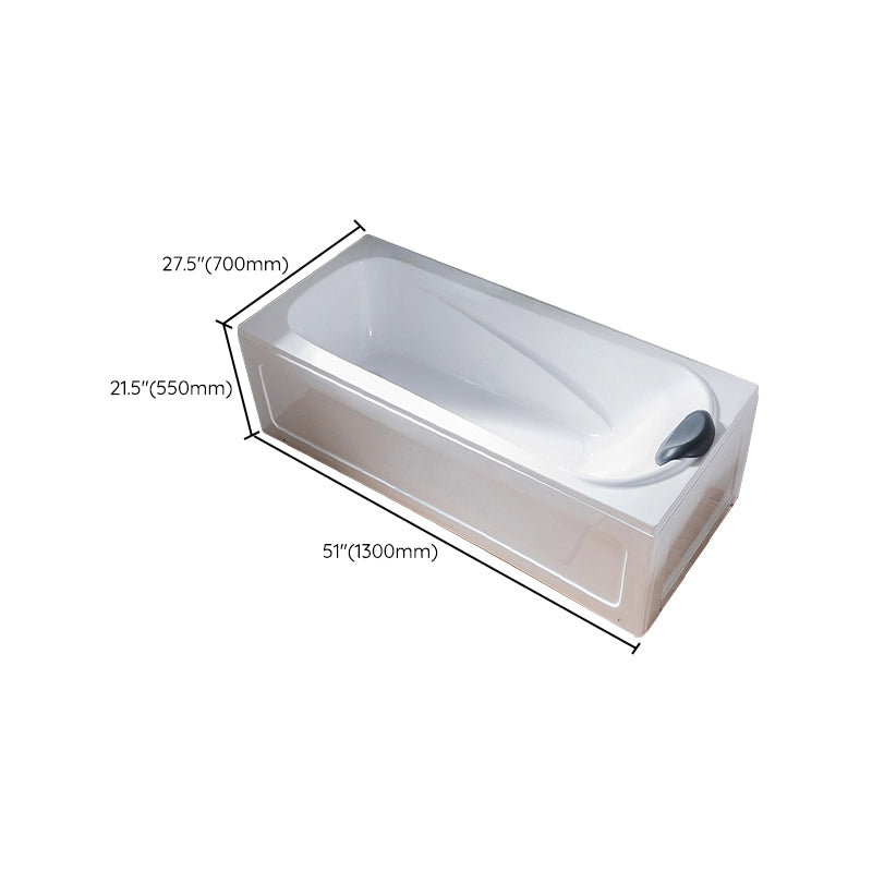 Back to Wall Rectangular Bath Freestanding Acrylic Soaking White Bathtub