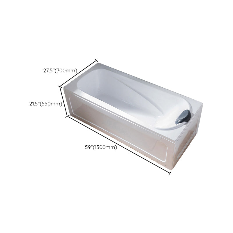 Back to Wall Rectangular Bath Freestanding Acrylic Soaking White Bathtub