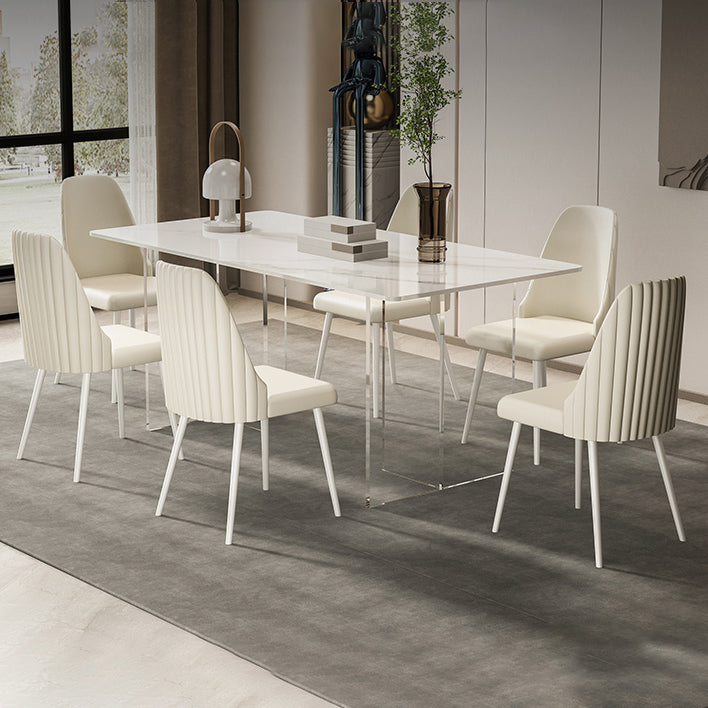 Modern Rectangle Stone Dining Table 1/2/5/7 Pieces Dining Set for Kitchen