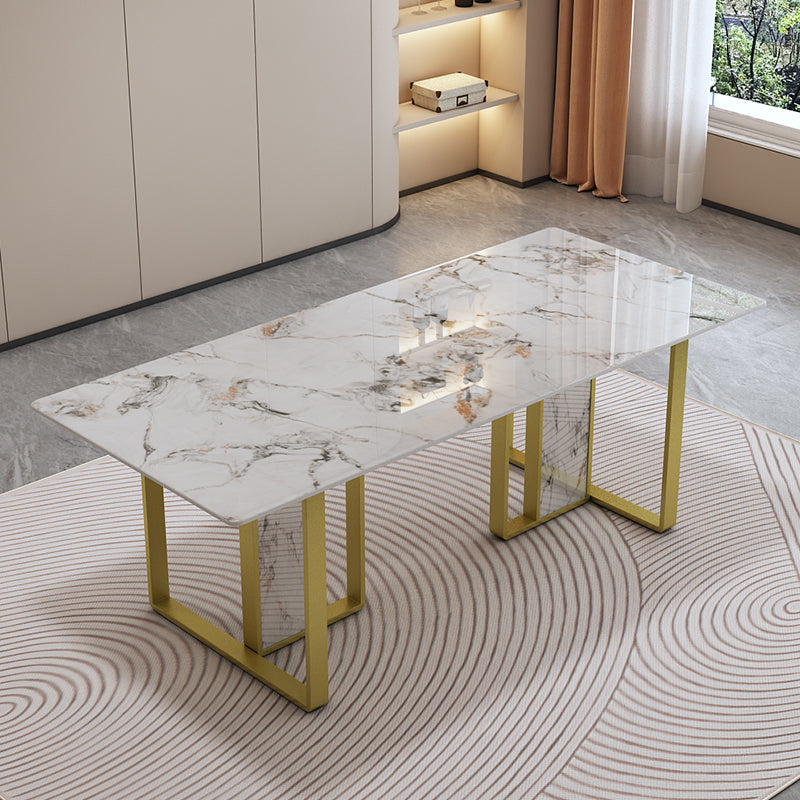 Modern Rectangle Stone Dining Table 1/5 Pieces Dining Set for Dining Room