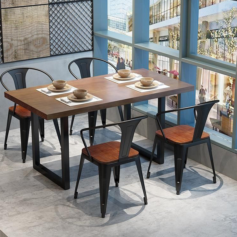 Dining Room Dinner Kitchen Table Solid Wood Black Frame Dining Table