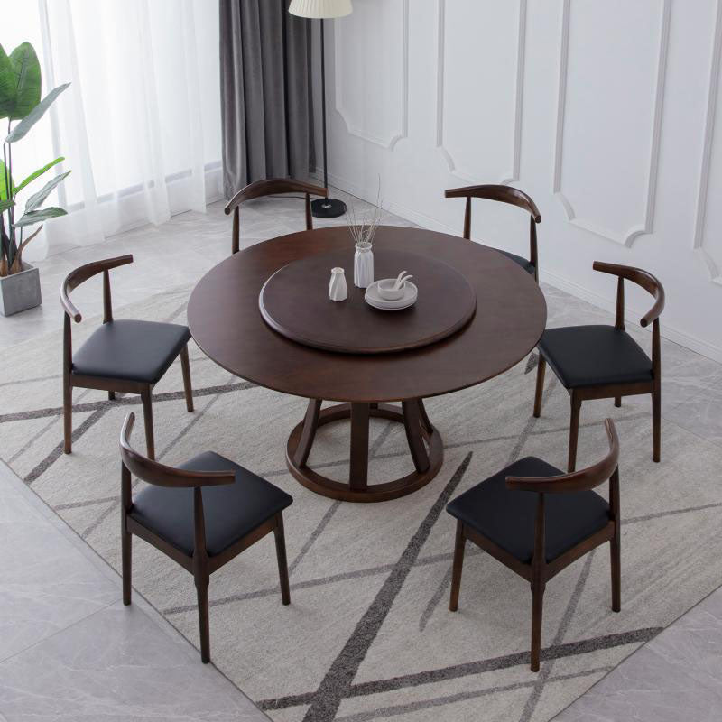 Solid Wood Pedestal Table Convertible Dining Table for Kitchen