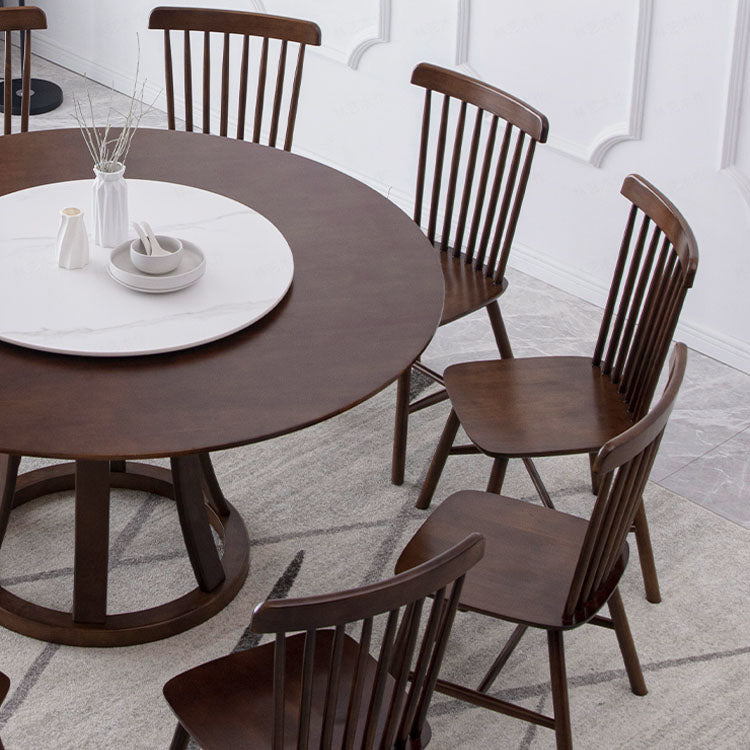 Solid Wood Pedestal Table Convertible Dining Table for Kitchen