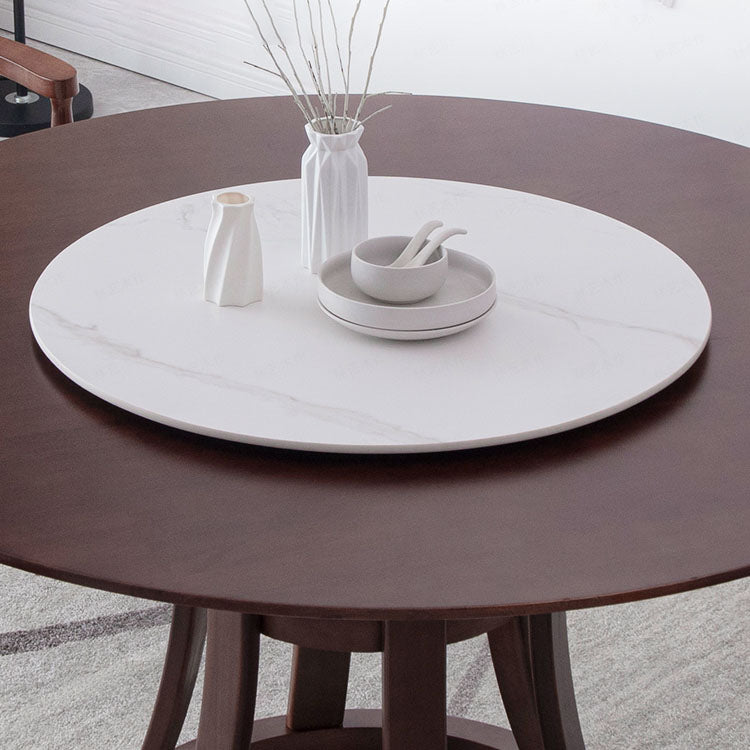 Solid Wood Pedestal Table Convertible Dining Table for Kitchen