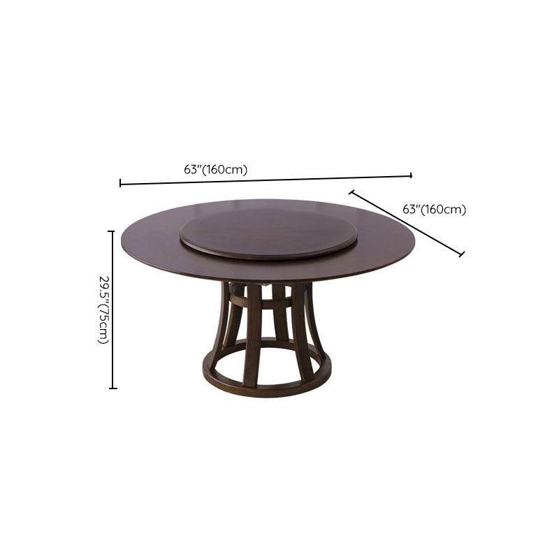 Solid Wood Pedestal Table Convertible Dining Table for Kitchen