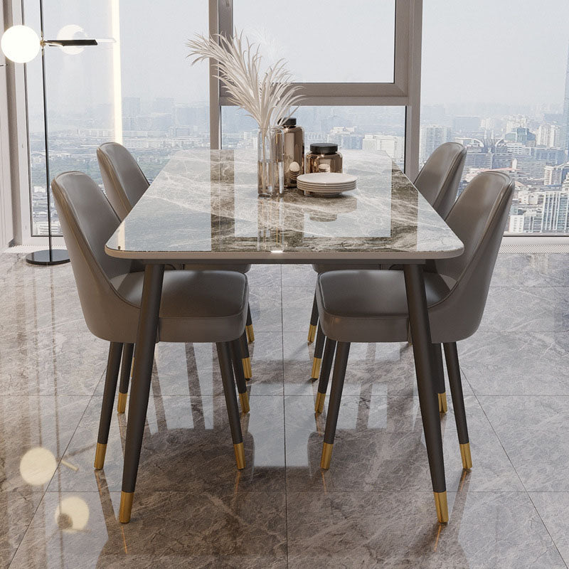 Sintered Stone Top Dining Table Metal Base Table for Dining Room