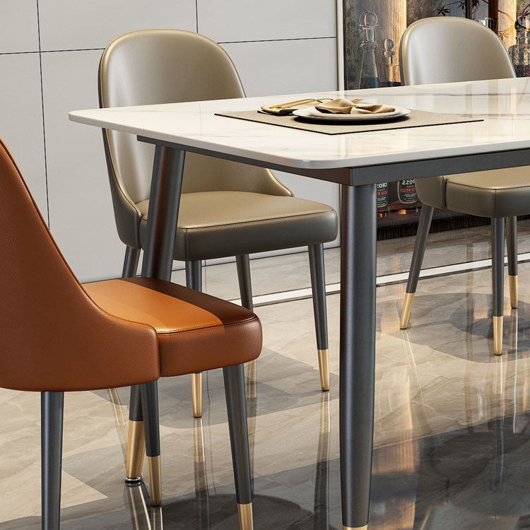 Sintered Stone Top Dining Table Metal Base Table for Dining Room