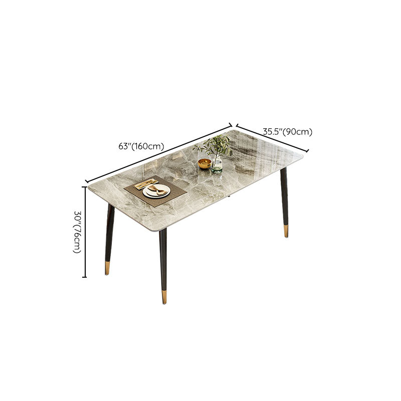 Sintered Stone Top Dining Table Metal Base Table for Dining Room