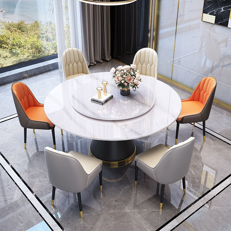 Metal Pedestal Table Convertible Dining Table for Dining Room