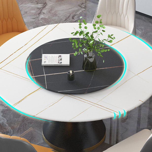 Metal Pedestal Table Convertible Dining Table for Dining Room