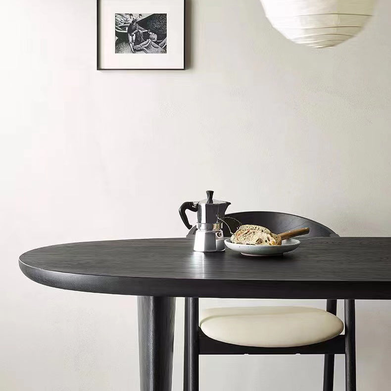 Dining Room Dinner Table Double Pedestal Wood Dining Table in Black