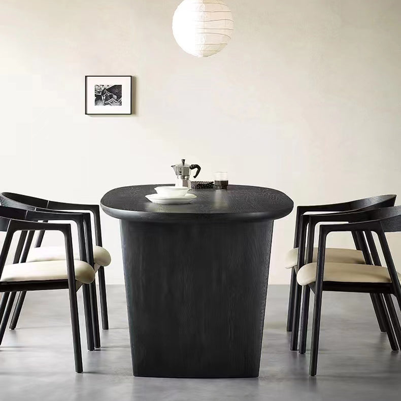 Dining Room Dinner Table Double Pedestal Wood Dining Table in Black