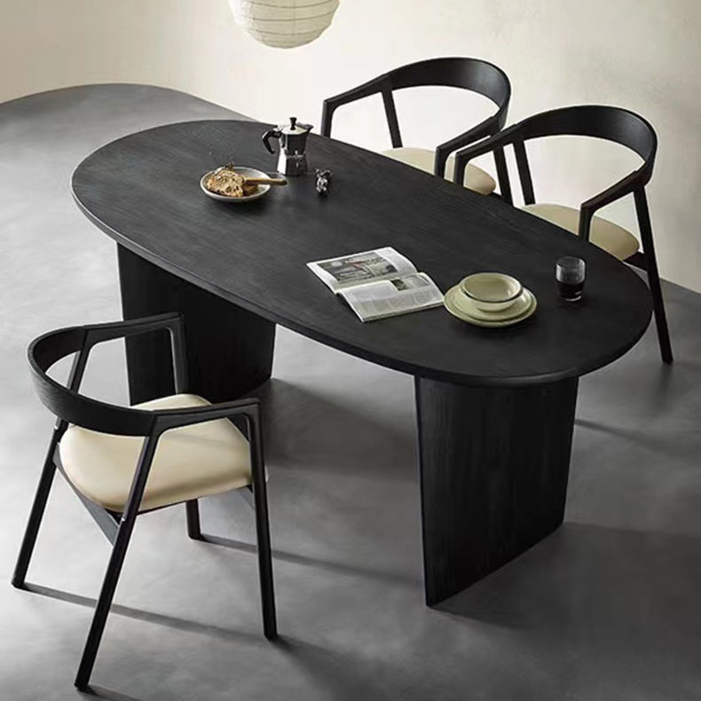 Dining Room Dinner Table Double Pedestal Wood Dining Table in Black