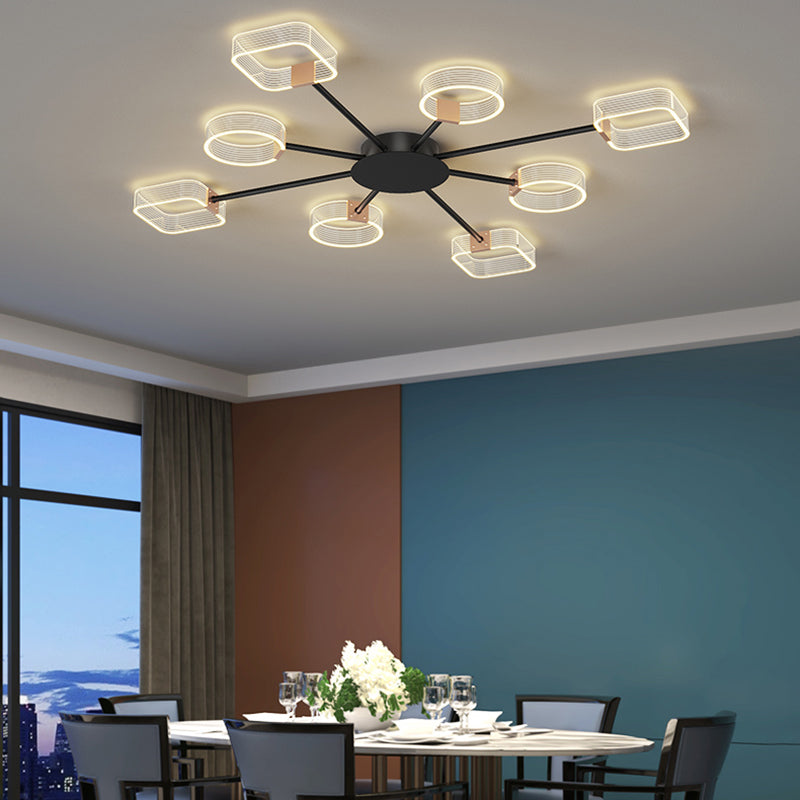 Nordic Style Metal Ceiling Light Geometry Shape Ceiling Lamp for Bedroom