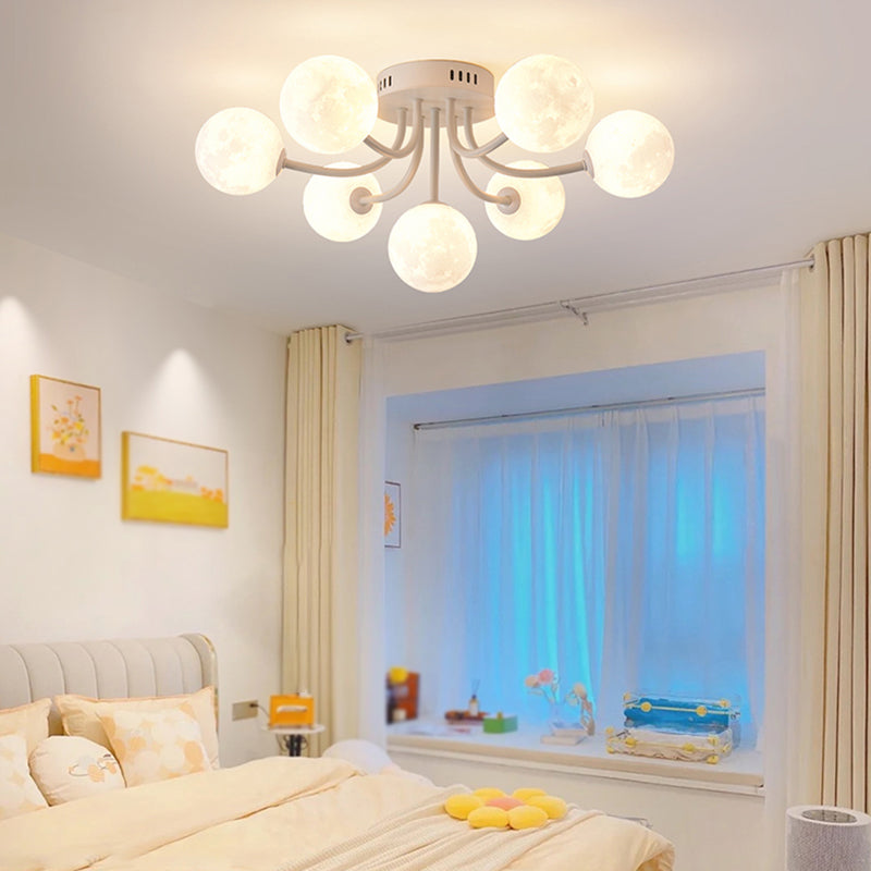Nordic Sputnik Flush Mount Globe Ceiling Light Fixture with Glass for Bedroom