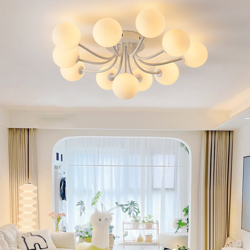 Nordic Sputnik Flush Mount Globe Ceiling Light Fixture with Glass for Bedroom