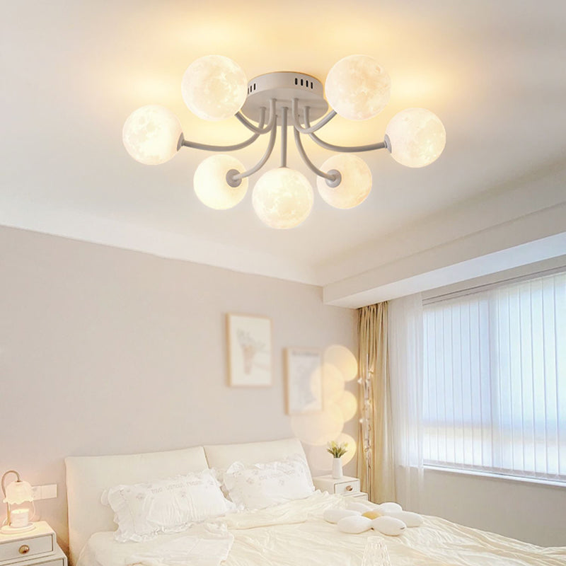 Nordic Sputnik Flush Mount Globe Ceiling Light Fixture with Glass for Bedroom