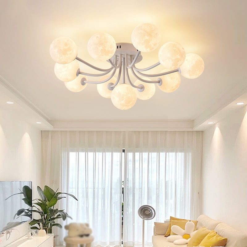 Nordic Sputnik Flush Mount Globe Ceiling Light Fixture with Glass for Bedroom