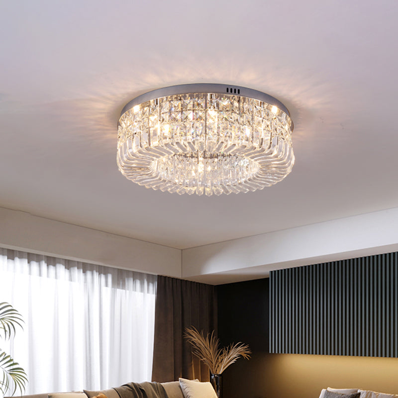 Contemporary Flush Mount Ceiling Light Crystal Flush Light for Living Room