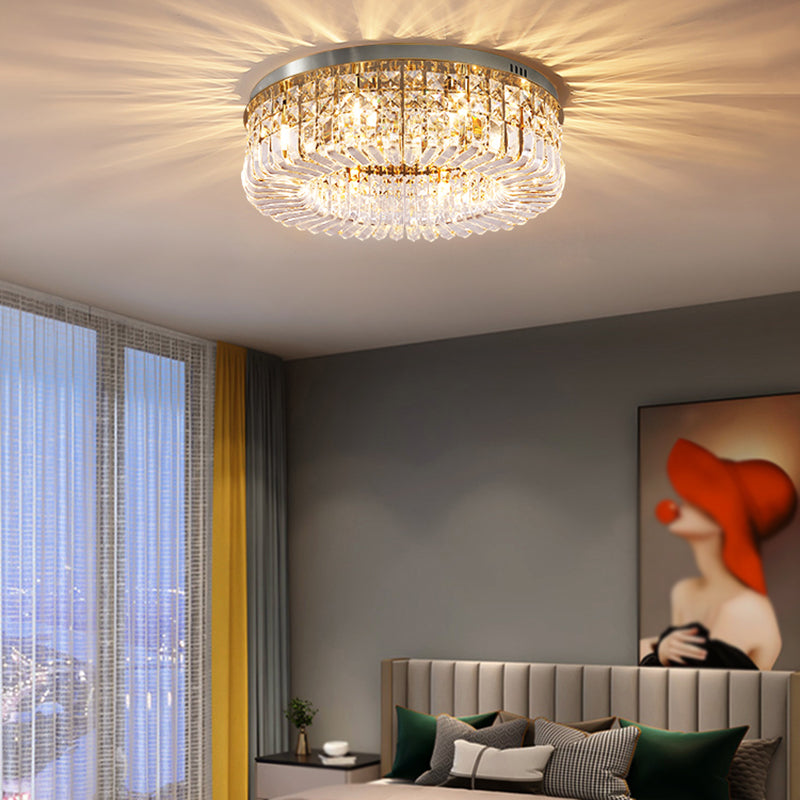 Contemporary Flush Mount Ceiling Light Crystal Flush Light for Living Room