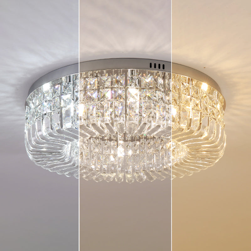 Contemporary Flush Mount Ceiling Light Crystal Flush Light for Living Room