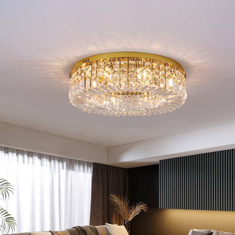 Contemporary Flush Mount Ceiling Light Crystal Flush Light for Living Room