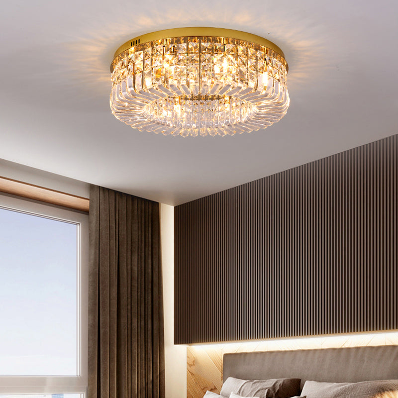 Contemporary Flush Mount Ceiling Light Crystal Flush Light for Living Room