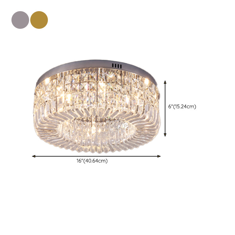 Contemporary Flush Mount Ceiling Light Crystal Flush Light for Living Room