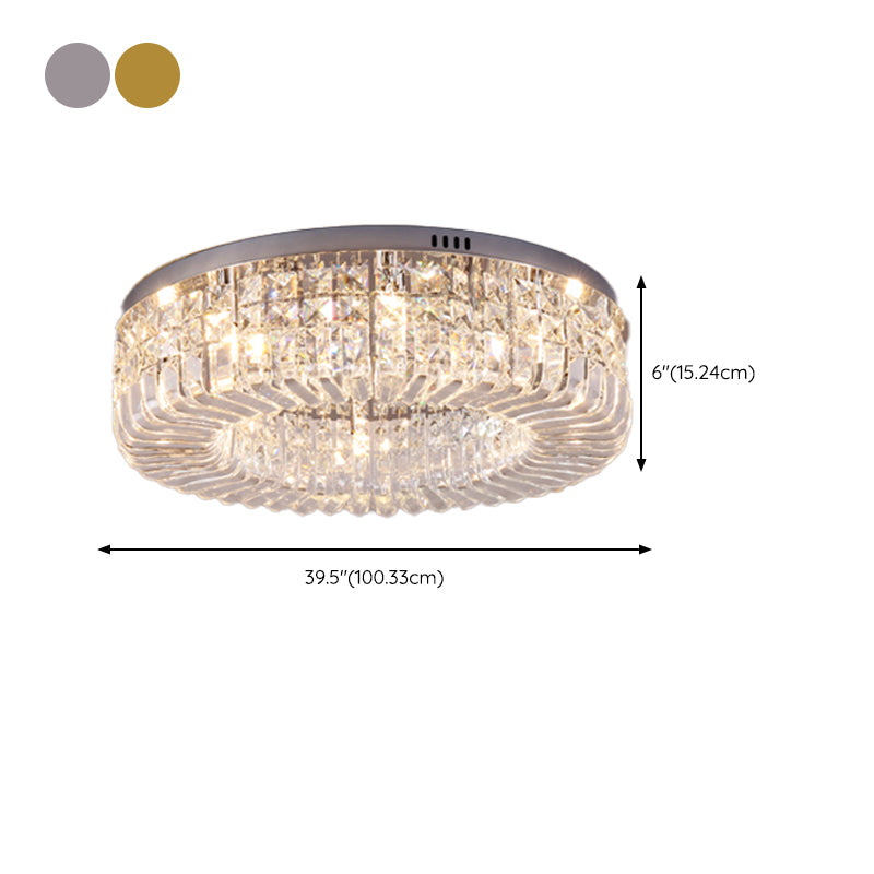 Contemporary Flush Mount Ceiling Light Crystal Flush Light for Living Room