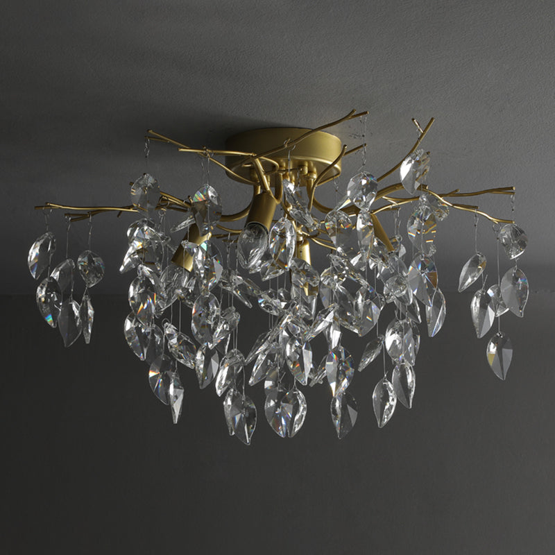 Modern Simple Crystal Ceiling Light Geometry Shape Ceiling Lamp for Bedroom