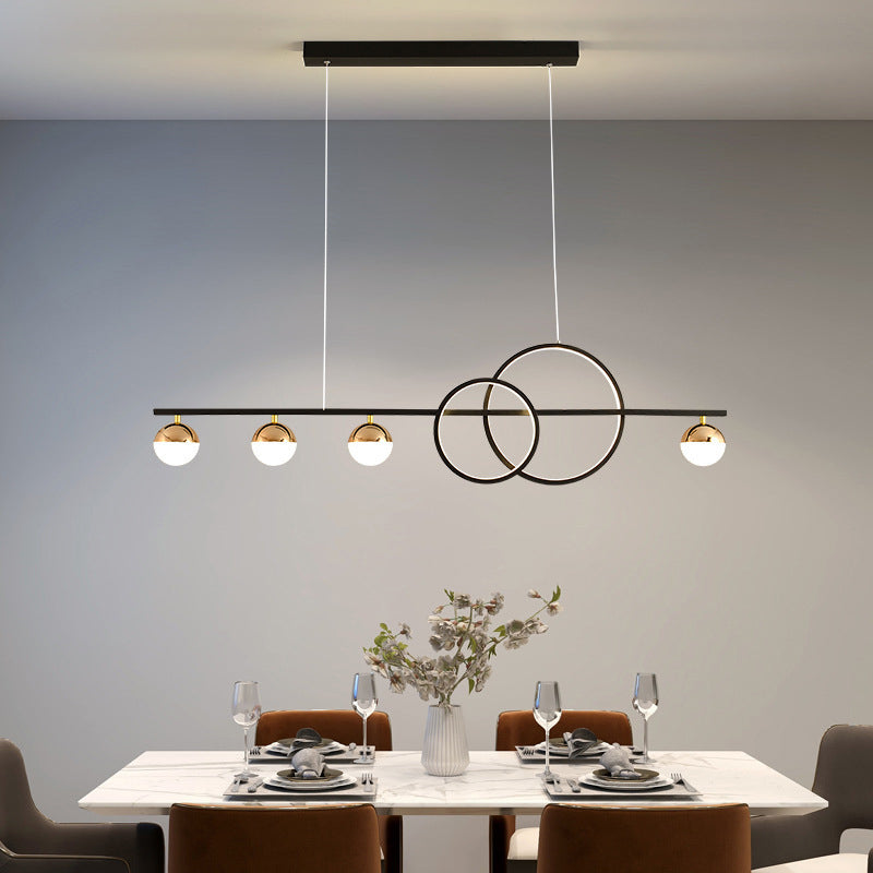 Black / Gold Contemporary Ceiling Pendant Fixture Metal and Glass Kitchen Island Light