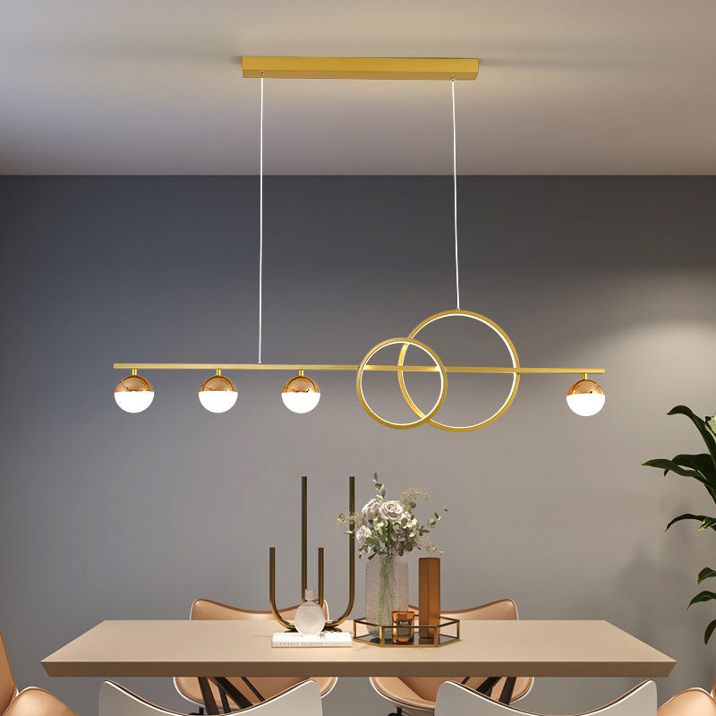 Black / Gold Contemporary Ceiling Pendant Fixture Metal and Glass Kitchen Island Light