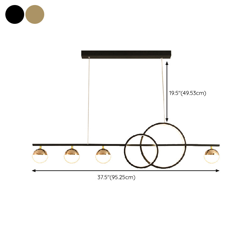 Black / Gold Contemporary Ceiling Pendant Fixture Metal and Glass Kitchen Island Light