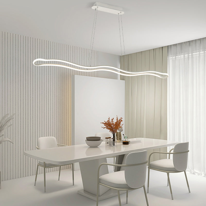 Minimalism LED Hanging Light Waves Metal Island Light Fixture for Dining Room