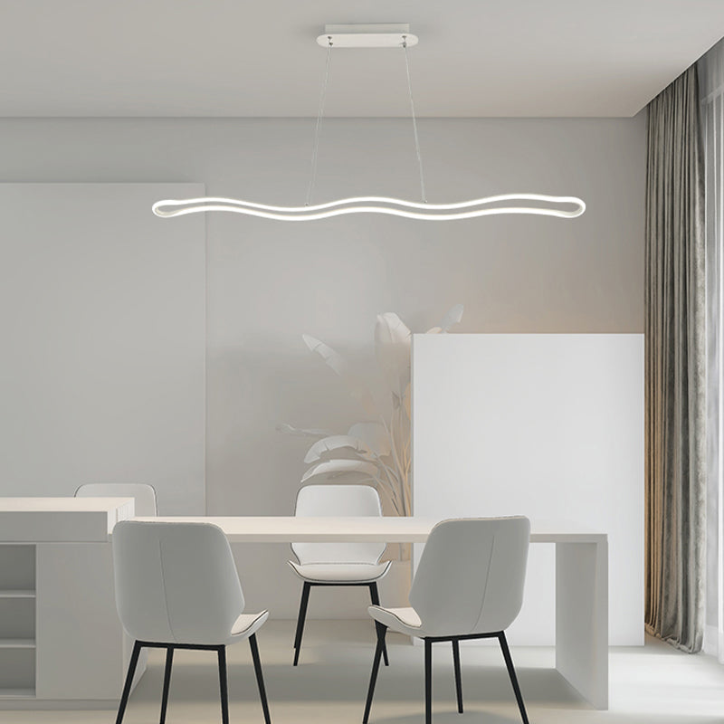 Minimalism LED Hanging Light Waves Metal Island Light Fixture for Dining Room