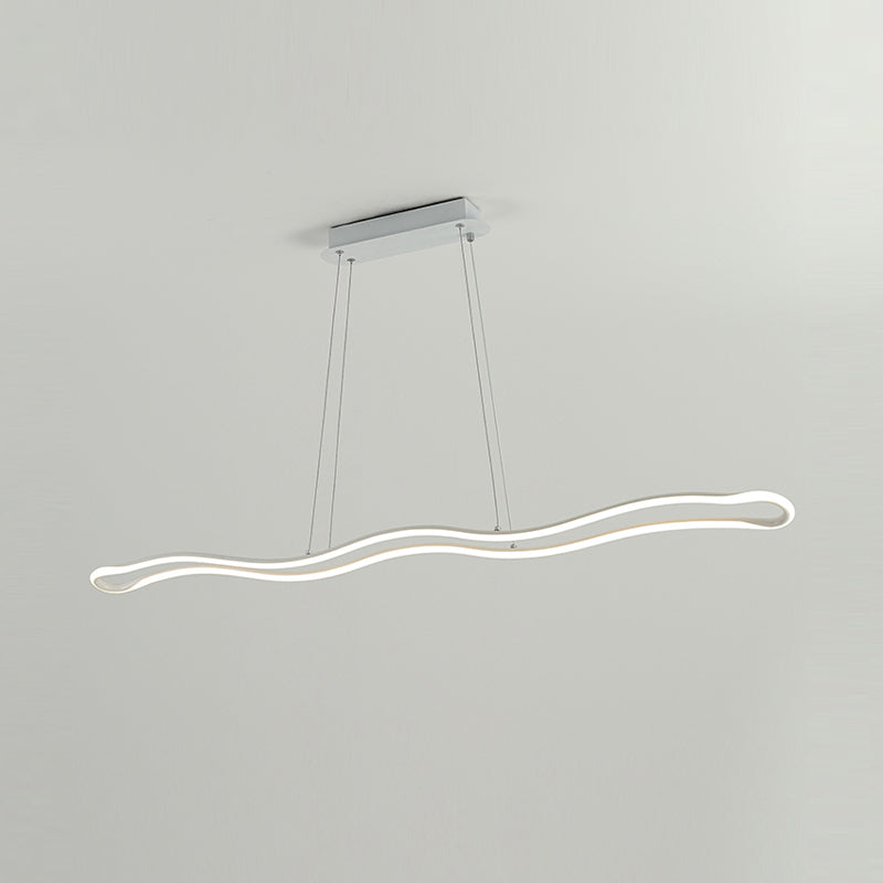 Minimalism LED Hanging Light Waves Metal Island Light Fixture for Dining Room